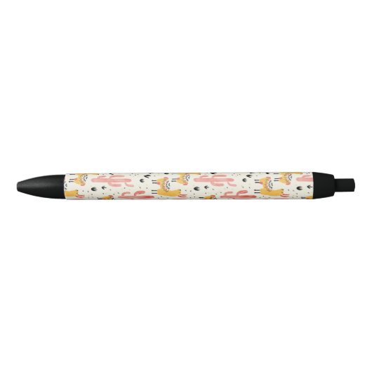 Happy lama met cactus zwarte inkt pen (Voorkant)