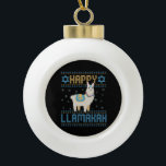 Happy Lamakah Funny Jewish Hanukkah Gift Keramische Bal Ornament<br><div class="desc">chanukah, Lamakah, hanukkah, dreidel, joods, lelijk, sweater, llama, kerst, gebreid</div>