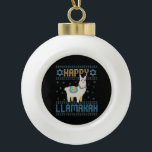 Happy Lamakah Funny Jewish Hanukkah Gift Keramische Bal Ornament<br><div class="desc">chanukah, Lamakah, hanukkah, dreidel, joods, lelijk, sweater, llama, kerst, gebreid</div>