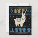 Happy Lamakah Funny Jewish Hanukkah Gift Notitiekaartje<br><div class="desc">chanukah, Lamakah, hanukkah, dreidel, joods, lelijk, sweater, llama, kerst, gebreid</div>