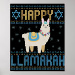 Happy Lamakah Funny Jewish Hanukkah Gift Poster<br><div class="desc">chanukah, Lamakah, hanukkah, dreidel, joods, lelijk, sweater, llama, kerst, gebreid</div>