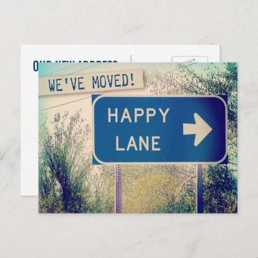 "Happy Lane" Briefkaarten voor adreswijziging (Voorkant / Achterkant)