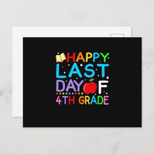Happy Last Day of 5th Grade Afstuderen Aankondigingskaart (Voorkant / Achterkant)