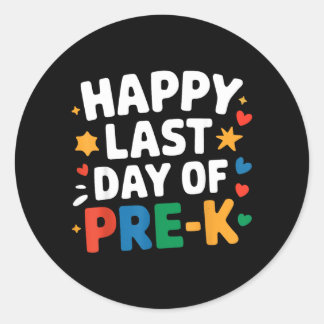 Happy Last Day of Pre-K Graduation For Girl Kids Ronde Sticker