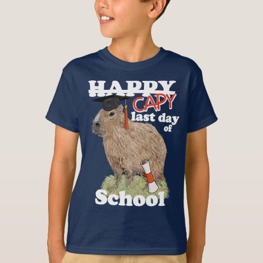 Happy Last Day of School Capybara Afstuderen T-shirt (Voorkant)