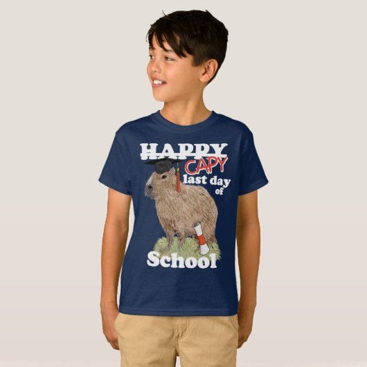Happy Last Day of School Capybara Afstuderen T-shirt (Voorkant volledig)
