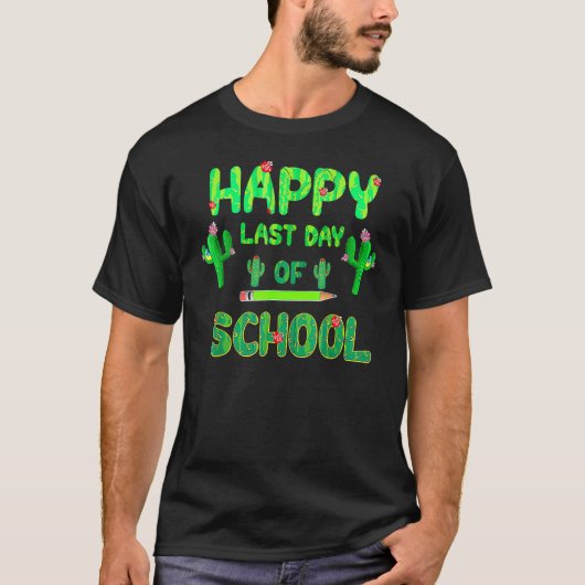 Happy Last Day Of School  Cute Cactus Students Tea T-shirt (Voorkant)