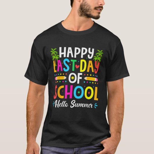 Happy Last Day Of School Hello Summer Teacher Stud T-shirt (Voorkant)