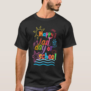 Happy Last Day Of School Hello Summer Teacher Stud T-shirt