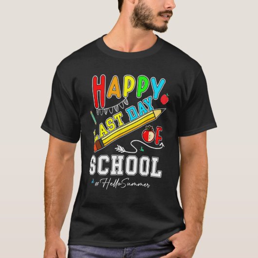 Happy Last Day Of School Hello Summer Teacher Stud T-shirt (Voorkant)