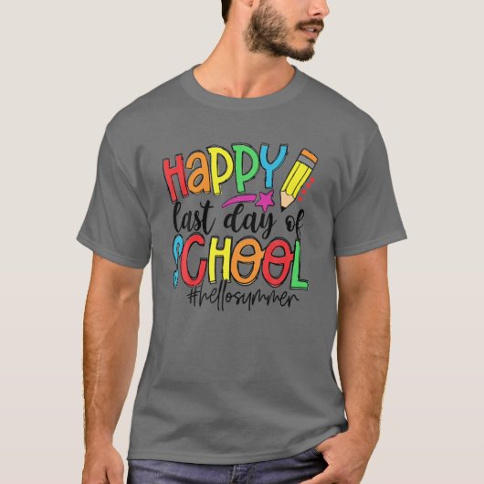 Happy Last Day Of School Hello Summer Teacher Stud T-shirt (Voorkant)