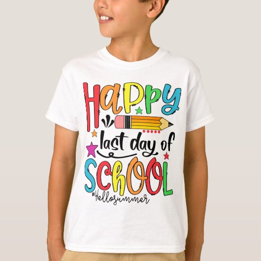 Happy Last Day Of School Hello Summer Teacher T-shirt (Voorkant)