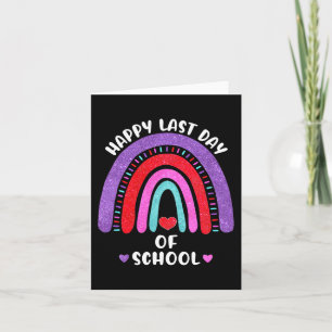 Happy Last Day Of School Rainbow Hearts Girls Kids Kaart