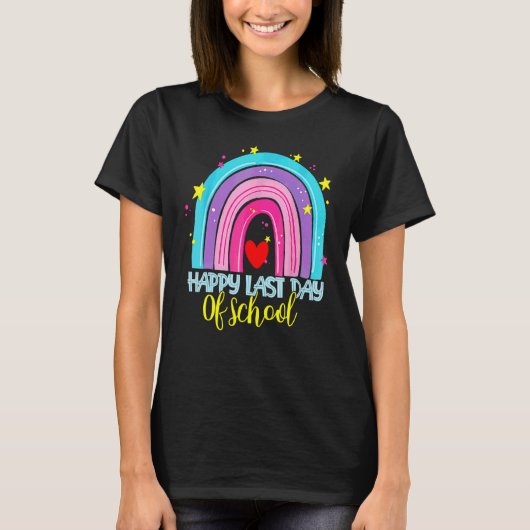 Happy Last Day Of School Rainbow Teacher Student G T-shirt (Voorkant)