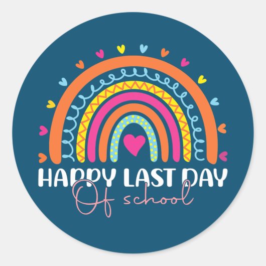 Happy Last Day of School Teacher Student Ronde Sticker (Voorkant)