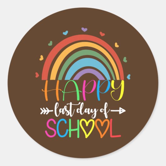 Happy Last Day of School Teacher Student Ronde Sticker (Voorkant)