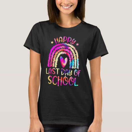 Happy Last Day Of School Teacher Tie Dye Rainbow G T-shirt (Voorkant)