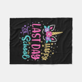 Happy Last Day of School Unicorn Face Hallo Summer Fleece Deken (Voorkant (Horizontaal))