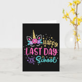 Happy Last Day of School Unicorn Face Hallo Summer Kaart (Gele Bloem)