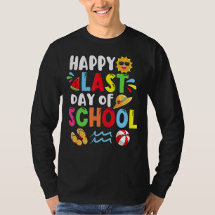 Happy Last Day School Summer Time Cute Sun Stud T-shirt