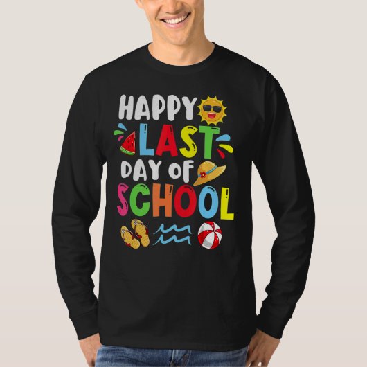 Happy Last Day School Summer Time Cute Sun Stud T-shirt (Voorkant)