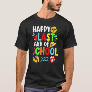 Happy Last Day School Summer Time Cute Sun Stud T-shirt