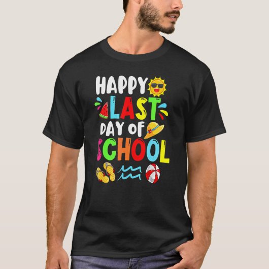 Happy Last Day School Summer Time Cute Sun Stud T-shirt (Voorkant)