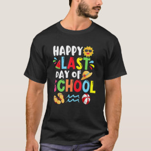 Happy Last Day School Summer Time Cute Sun Stud T-shirt