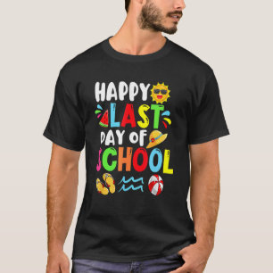 Happy Last Day School Summer Time Cute Sun Stud T-shirt