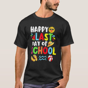 Happy Last Day School Summer Time Cute Sun Stud T-shirt