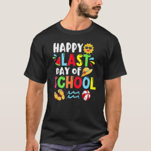 Happy Last Day School Summer Time Cute Sun Stud T-shirt