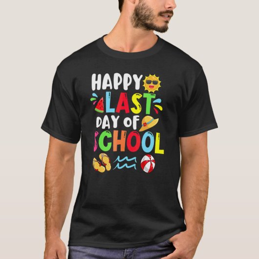 Happy Last Day School Summer Time Cute Sun Stud T-shirt (Voorkant)