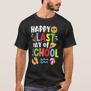 Happy Last Day School Summer Time Cute Sun Stud T-shirt