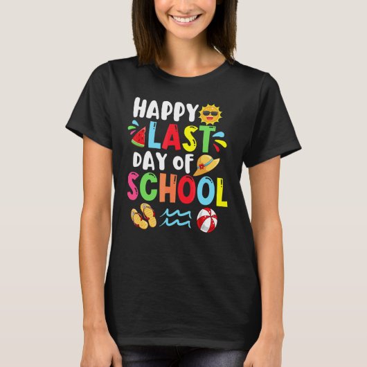Happy Last Day School Summer Time Cute Sun Stud T-shirt (Voorkant)