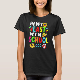 Happy Last Day School Summer Time Cute Sun Stud T-shirt
