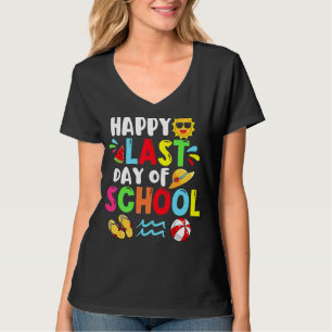 Happy Last Day School Summer Time Cute Sun Stud T-shirt