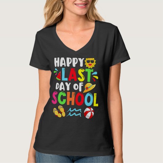 Happy Last Day School Summer Time Cute Sun Stud T-shirt (Voorkant)