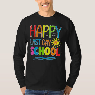 Happy Last Day School Summer Time Cute Sun Stud T-shirt
