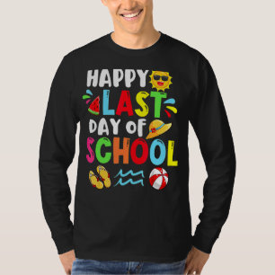 Happy Last Day School Summer Time Cute Sun Stud T-shirt
