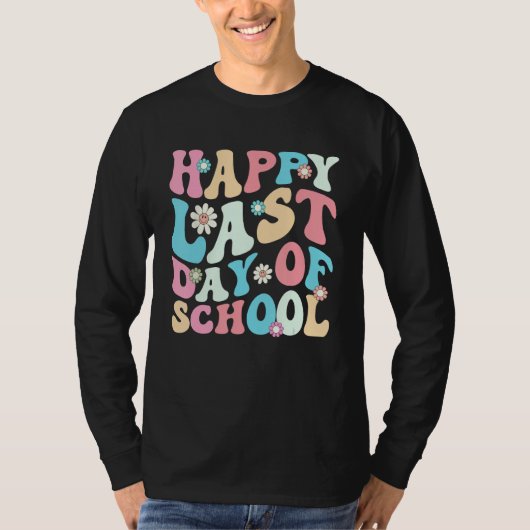 Happy Last Days Of School Teacher Kids Retro Groov T-shirt (Voorkant)