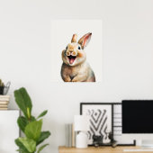 Happy Laughing Baby Bunny Rabbit Nursery Poster (Thuiskantoor)