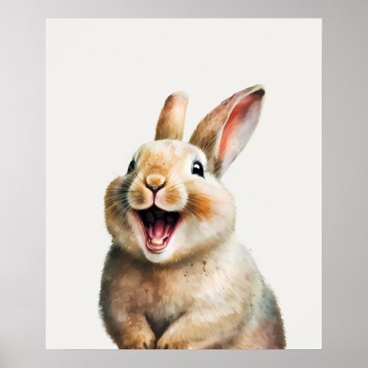 Happy Laughing Baby Bunny Rabbit Nursery Poster (Voorkant)