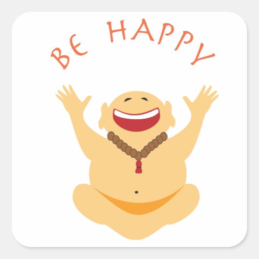 Happy Laughing Buddha Vierkante Sticker (Voorkant)
