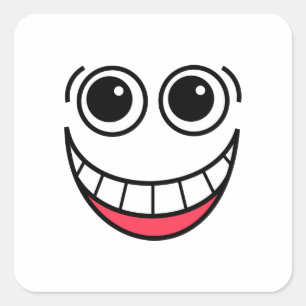 Happy Laughing Funny Comic Cartoon Face Vierkante Sticker