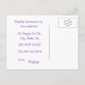 Happy Laughing Girl De adreswijziging van een vrou Aankondigingskaart (Achterkant)