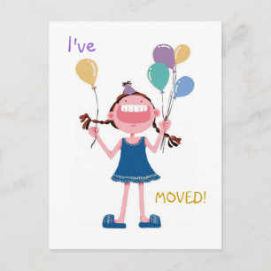 Happy Laughing Girl Woman's Change of Address Aankondigingskaart