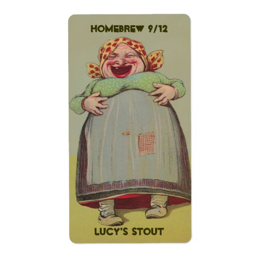 Happy Laughing Lady Home Brouwen Bierflesje Label (Voorkant)