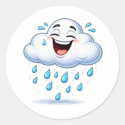 Happy Laughing Rain Cloud Art Sticker (Voorkant)