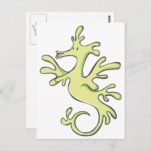 Happy Leafy en Weedy Zee Dragon Cartoon Briefkaart (Voorkant / Achterkant)