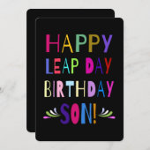 Happy Leap Day Verjaardag Zoon! Levendig lettertyp (Voorkant / Achterkant)